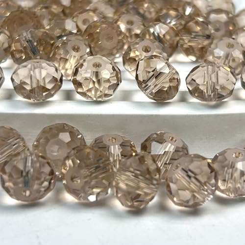 500pcs Glass Beads Champagne, 6mm Crystal Beads for Jewelry Making, Briolette Faceted Rondelle Bulk Bead for Crafts DIY, Suncatchers, Bracelets, Earring, Necklace - color: Champagne, size: 6mm