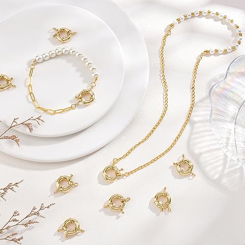 PH PandaHall 10pcs Real Gold Plated Metal Spring Ring Clasps Big Round Close Ring Clasp Findings for DIY Necklaces Anklets Jewelry Making 17mm Diameter - color: Gold/10pcs, size: 17mm