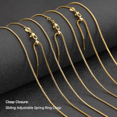 GTVOODX 10Pcs Gold Box Adjustable Necklace Chains Bulk for Jewelry Making 20Inch Stainless Steel Needle Threader Chain with Adjust Clasp - color: Gold Box