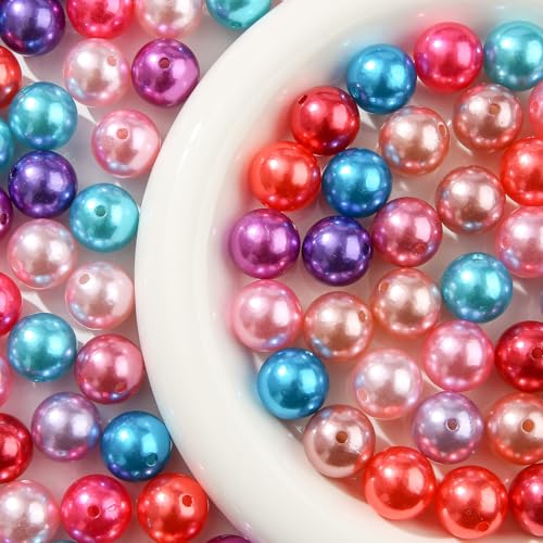 100pcs Color Pearl Beads Chunk Bubblegum Bead 20mm Pen Ball Beads for Pen Bag Jewelry Making Necklace Bracelets(redpinkpurpleblue) - color: redpinkpurpleblue
