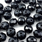 50pcs Crystal Glass Beads 10mm Faceted Rondelle Glass Spacer Beads with Hole for Bracelets Necklace Earring DIY Jewelry Making Craft(Black) - color: Black, size: 10mm