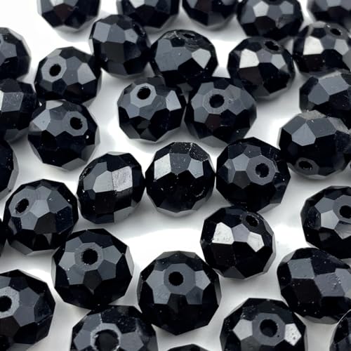 400pcs Crystal Glass Beads 4mm Faceted Rondelle Glass Spacer Beads with Hole for Bracelets Necklace Earring DIY Jewelry Making Craft(Black) - color: Black, size: 4mm