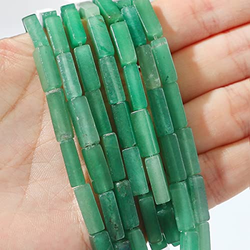 BEADIA Natural Green Aventurine Tube Beads 13x4mm 30pcs Rectangle Loose Semi Gemstone Beads for Jewelry Making Design - color: Green Aventurine Rectangle