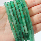 BEADIA Natural Green Aventurine Tube Beads 13x4mm 30pcs Rectangle Loose Semi Gemstone Beads for Jewelry Making Design - color: Green Aventurine Rectangle