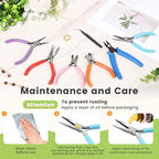 6 Pcs Jewelry Pliers Set Including Needle Round Bent Nose, Zipper Pliers, Wire Cutters, Crimper Nippers for Bracelet Beading DIY Craft Jewelry Making Supplies