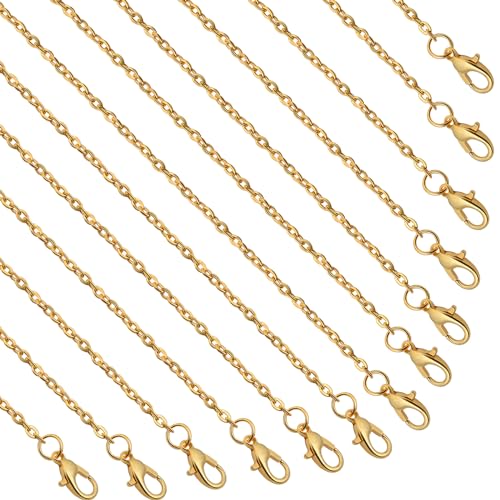 Lemonkey 24 Pack Necklace Chains Bulk,Gold Plated DIY Cable Link Chains for Jewelry Making 24 Inches - color: Gold, size: 24inch