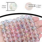 120Pcs Glass Round Beads 10mm Transparent Ink Wash Dye Sprinkled Gold Scattered Beads Handmade DIY Bead Material Bracelet Accessories - color: Transparent
