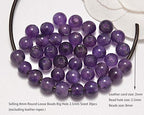 AD Beads Natural Gemstone 8mm Round Loose Beads Big Hole 2.5mm Sized 40pcs (Amethyst) - color: Amethyst