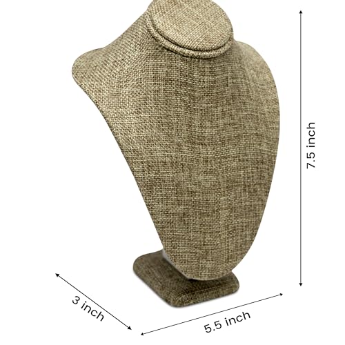 Novel Box Burlap Stand Jewelry Necklace Display 5.5x3x7.5 Inches - Freestanding Travel Necklace Holder Stand - Necklace Mannequin Organizer Stands - Necklace Displays Small - color: Burlap, size: Small