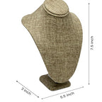 Novel Box Burlap Stand Jewelry Necklace Display 5.5x3x7.5 Inches - Freestanding Travel Necklace Holder Stand - Necklace Mannequin Organizer Stands - Necklace Displays Small - color: Burlap, size: Small