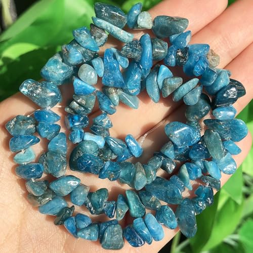 30in Apatite Natural Chip Stone Beads 5-8mm About 230pcs, Irregular Drilled Blue Bead for Bracelets Jewelry Making Supplies for Adults, DIY Crafts. - color: Apatite