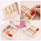 Neveika Portable Travel Mini Jewelry Box Leather Jewellery Ring Organizer Case Storage Gift Box Girls Women (white). - color: White