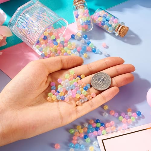 Beadthoven 500pcs 5mm Luminous Bubble Beads 10 Colors No Hole Glow in The Dark Droplet Bubble Beads Pastel UV Resin Fillers Round Glass Balls Beads for Resin Crafts DIY 3D Nail Arts Shaker - size: 5mm