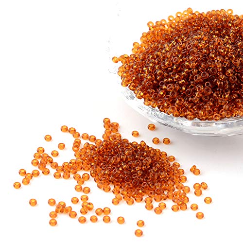 Craftdady 12/0 Trasparent Round Glass Seed Beads 2mm Smooth Tiny Loose Pony Spacer Beads DarkGoldenrod About 3000Pcs for Jewelry Making Hole: 0.8mm - color: Transparent DarkGoldenrod, 2mm