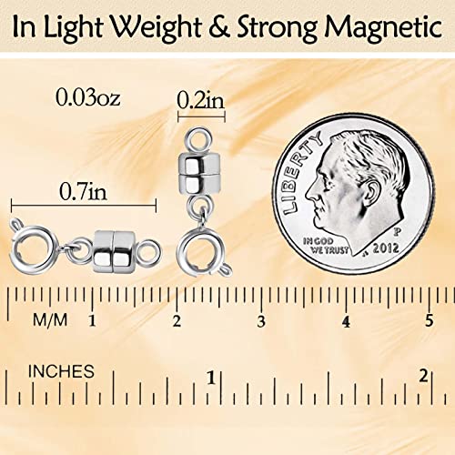 Magnetic Necklace Clasps and Closures 18K Gold and Silver Plated Bracelet Converter Clasp,Suitable for Necklaces Chain Extender - color: 8Pcs Silver