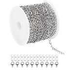UMAOKANG 32.8 Feet Stainless Steel Extender Chain Links for Jewelry Making, Silver Chain Bulk with Lobster Clasps and Open Jump Rings - color: Steel Twist