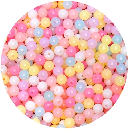 BONNY BOXX 1000PCs 6MM Jelly Light Mix Colors Round Beads, Smooth Transparent Acrylic Balls, Plastic Resin Gumball Bubblegum Chunky Beads for Necklace & Bracelet Making, Crafting Supplies - color: Jelly Light Mix Colors, size: 6MM