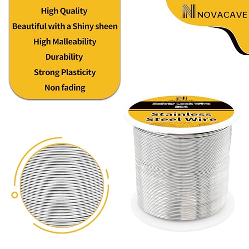 20 Gauge Stainless Steel Wire (370Ft 0.8MM), 1lb Spool, for Jewelry Making - size: 0.8 MM