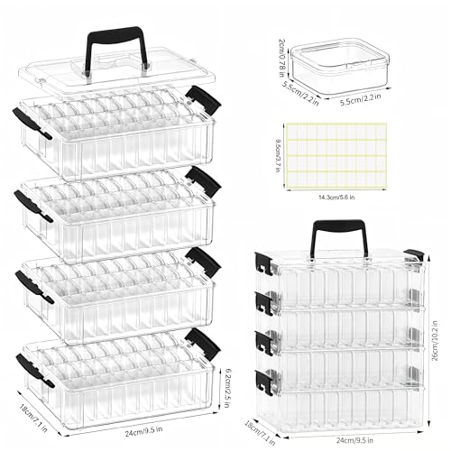 Bead Organizer Box 120 Pcs, 4-Tier Large Capacity Stackable Bead Storage Containers, Portable Plastic Craft Organizers for Jewelry Making, Bracelets, DIY, Nail Art Charms - size: 4-tier 120 Compartments