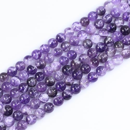 6mm Natural Amethyst Gemstone Round Loose Beads for Jewelry Making Chakra Crystal Stone Beads for Bracelets Necklace Earrings Making Supplies (60-62pcs/Strand) - color: Amethyst, size: 6mm (15"/Strand)