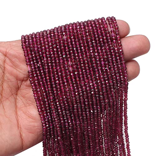 Faceted Garnet Rondelle Beads, Rhodolite Pink Garnet Loose Gemstone Beads for Jewelry Making, 3-3.5 mm Beads, 13 Inches