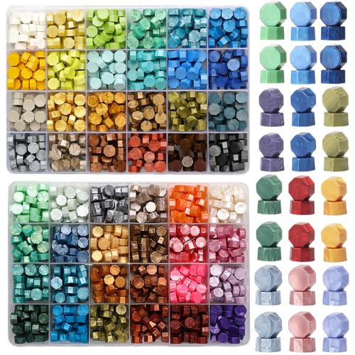 1200pcs Wax Seal Beads,48 Assorted Color Sealing Wax Beads Ideal for Seal Stamp Wedding Letter Envelope Decor Wine Bottle Sealing (Mix Color) - color: Mix Color
