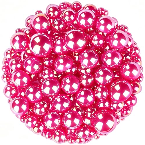 1500 Pcs AB Half Pearls for Crafting, Mixed Sizes 3/4/5/6/8/10mm Flatback Pearl Beads for Crafts, Gems for Nail Art Making, Shoes Clothes Embellishments (A15 Deep Rose AB) - color: A15 Deep Rose AB