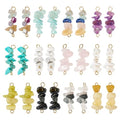 24Pcs Nuggets Gemstone Chip Connector Charms Irregular Energy Healing Crystal Beaded Pendants with Double Loops Stone Dangle Link Charms for DIY Earring Necklace Bracelet Jewelry Making - color: Mixed Color-A