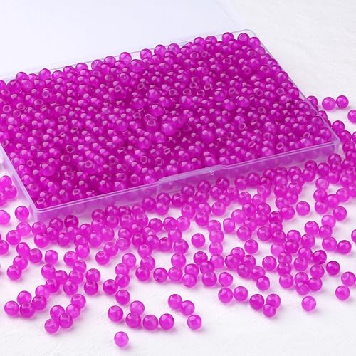 500Pcs Pink Red Glass Beads for Jewelry Making Kit, 6mm Round Crystal Beads for Bracelet Necklaces Earring DIY Crafts Bracelets Kits (Pink Red) - color: Pink Red