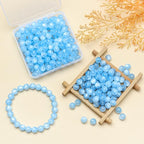 200pcs Glass Beads for Bracelets, 8mm Crystal Glass Round Beads for Jewelry Making, DIY Crafts, Single Box (Sky Blue) - color: Sky Blue