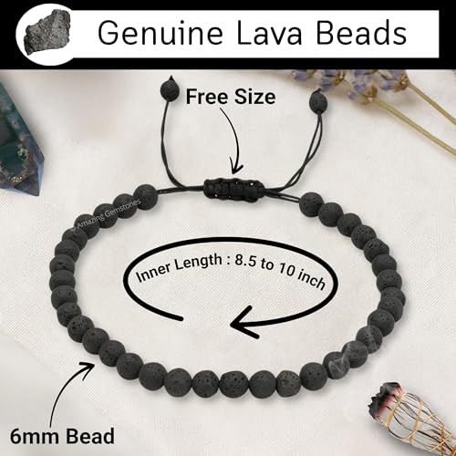 Amazing Gemstone Crystal Anklet Ankle Bracelets for Women - Waterproof Beaded Healing Crystal Anklets, Plus Size Chakra Gemstone Bead Anklet - color: Lava Stone, style: Plain