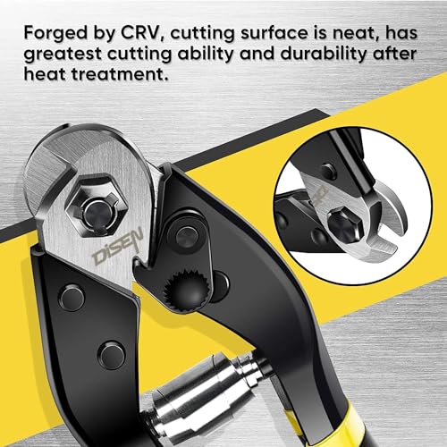 DISEN Wire Cutters Heavy Duty Cutting Up to 3/16", Metal Cable Cutters for Fence Thick Wire, Safety Lock, Spring Loaded, Non-slip Matte Handle, Chrome Vanadium Steel Jaw - style: 1 pc Black/Yellow