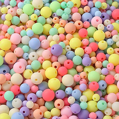 1100Pcs Matte Colourful Acrylic Round Beads Matte Craft Beads Mix Frosted Assorted Beads Candy Color Plastic Beads for Summer Jewelry Making Bracelets Necklaces DIY Crafts - color: Matt colourful / mixed