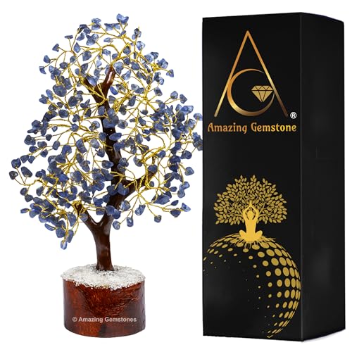 Amazing Gemstone Crystals and Healing Stones Birthday Gifts for Women - Iolite Crystal Tree of Life Home Decor Stocking Stuffers, Bookshelf, Room, Meditation Gift for Mom Dad, Unique Birthday Gifts - color: Iolite