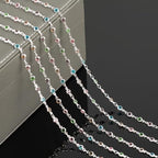 YOUBEIYEE 3 Yard Colorful Rhinestone Jewelry Chain for Jewelry Making Silver Plated Brass Chains Bulk with Jump Rings and Lobster Clasps - color: Colorful Crystal