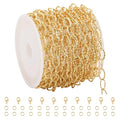 GTVOODX 16.4 Feet Gold Stainless Steel Chains for Jewelry Making Textured Cable Link Chain Spool for DIY Women Necklace Bracelet Jewelry Making Supplies with Lobster Clasps Jump Rings - color: Gold Textured Chains