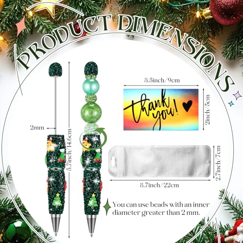 Tondiamo 45 Pcs Full Rhinestone Beadable Pens Bulk Set 15 Glitter Diamond Pens with Cards & Bags Fancy Beaded Pen for Beads DIY Cute Journalling Bling Ballpoint Craft Making(Christmas Diamonds) - style: Christmas Diamonds