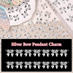 60 Pcs Alloy Silver Bow Bowknot Charms, Silver Bow Tie Pendant Charms Bulk for Jewelry, Bowknot Pendants Earring Charm Necklace Bracelets DIY Crafts Supplies - color: Set-1