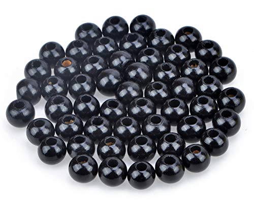 AD Beads Wood Spacer Loose Wooden Craft Beads Big Hole Beads Assorted for Necklace Bracelet Craft Making Decoration(12x14mm 100pcs, Black) - color: Black, size: 12x14mm 100pcs
