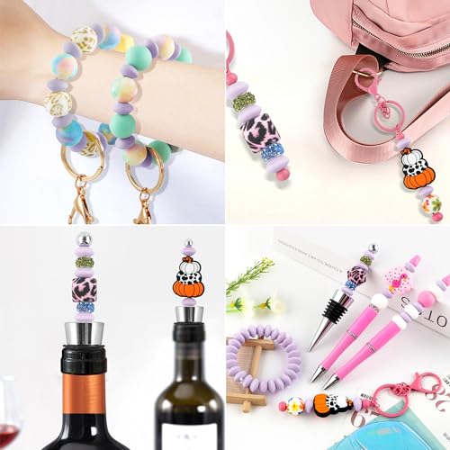 Sunrony 200Pcs Silicone Lentil Beads for Keychain Making, Bulk 12mm Silicone Abacus Spacer Beads for Necklace Bracelet Making Pens (Lilac) - color: K-Lilac