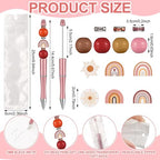 Colarr 24 Sets Plastic Beadable Pens DIY Pens Making Kit Assorted Wood Beads Crystal Spacer Black Ink Ballpoint for Women Crafts Office Family Gifts(Rainbow) - style: Rainbow