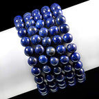 AD Beads Natural Gemstone Round Beads Stretch Bracelet Healing Reiki 10mm (Lapis) - color: Lapis
