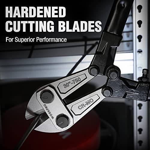 WORKPRO W017007A Bolt Cutter, Bi-Material Handle with Soft Rubber Grip, 30", Chrome Molybdenum Steel Blade - size: 30", style: Bolt Cutter
