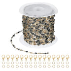 PATIKIL Stainless Steel Jewelry Chain, 16Ft 2mm Black Enamel Link Cable Chains for Necklace Earring Bracelet Findings Jewelry Making Trucker Hat Chains, Gold/Black - color: Gold/Black