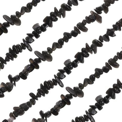 MECCANIXITY 310 Pcs Natural Drilled Obsidian Gemstone Chips Bulk 3mm to 5mm Dia. Irregular Tumbled Crystal Chip Beads for Jewelry Making Craft Supplies (Pure Black) - color: Obsidian, size: 3-5mm