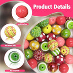 50Pcs Yellow Green Chunky Bubblegum Beads, 20mm Chunky Bubble Gum Beads for Adult DIY Beadable Pens Bracelets Necklaces Pearl Beaded Craft Mother's Day Jewelry Making - color: Rose Red+Light Green