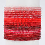 16-30Pcs Handmade Bohemian Colorful Crystal Seed Beads Stackable Adjustable Elastic Stretch Multilayerd Bracelets for Women Summer Vacation Beach Boho Bangle Jewelry - color: red
