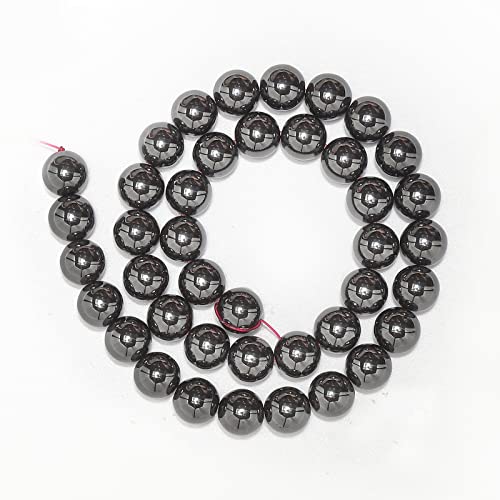 35pcs 10mm Natural Black Hematite Gemstone Beads Energy Healing Crystal Round Loose Stone Beads for Jewelry Making, DIY Bracelets Necklaces - color: Black Hematite, size: 10mm