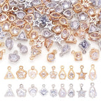 Beadthoven 1 Box 80Pcs 10 Styles Cubic Zirconia Alloy Rhinestone Charms Pendants for Necklace Bracelet Earring Jewelry Making Light Gold & Platinum - color: Light Gold & Platinum-Mixed Shape