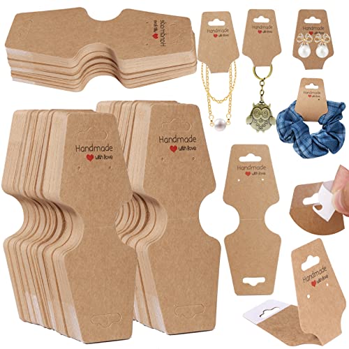 200PCS Bracelet Display Cards Necklace Holder Cards Self Adhesive Jewelry Packaging Selling Card for Small Business (Brown, 1.8x4.7 inches) - color: Brown, size: 1.8x4.7 inches